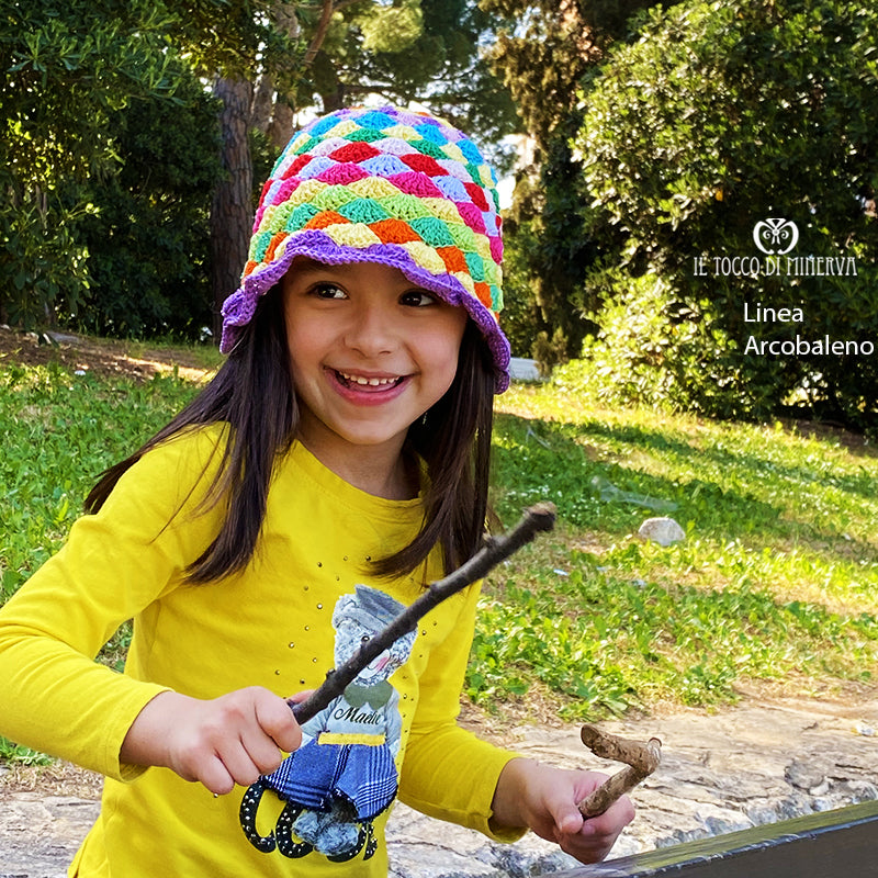 Cappello Bimba Cotone Linea Arcobaleno - Fatto a Mano - Il Tocco di Minerva