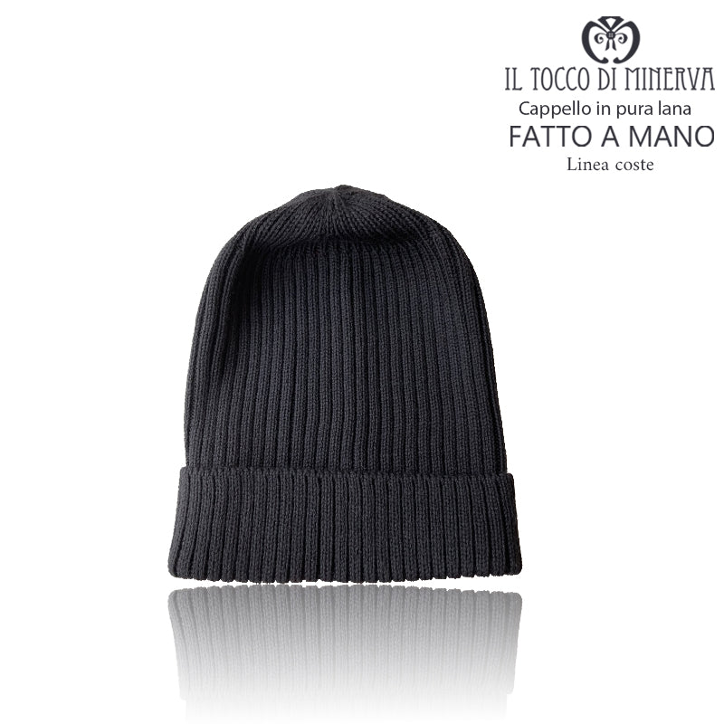 Cappello pura lana uomo/donna Linea coste - Fatto a mano - Il Tocco di Minerva