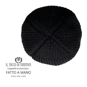 Cappello pura lana uomo/donna Linea una costa - Fatto a mano - Il Tocco di Minerva