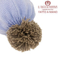 Cappello pura lana celeste Pon Pon tortora - Fatto a Mano - Il Tocco di Minerva