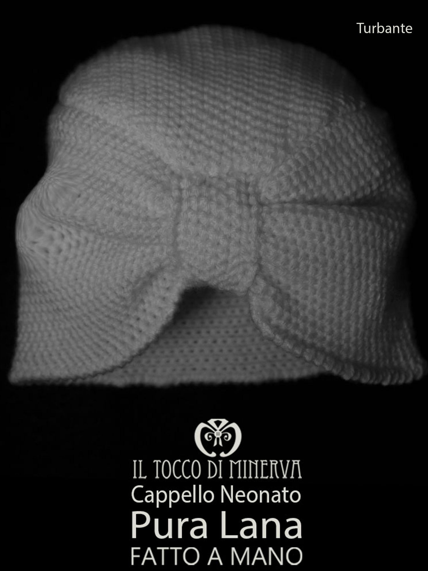 Cappello bimba pura lana bianco Turbante - Realizzato a Mano - Il Tocco di Minerva