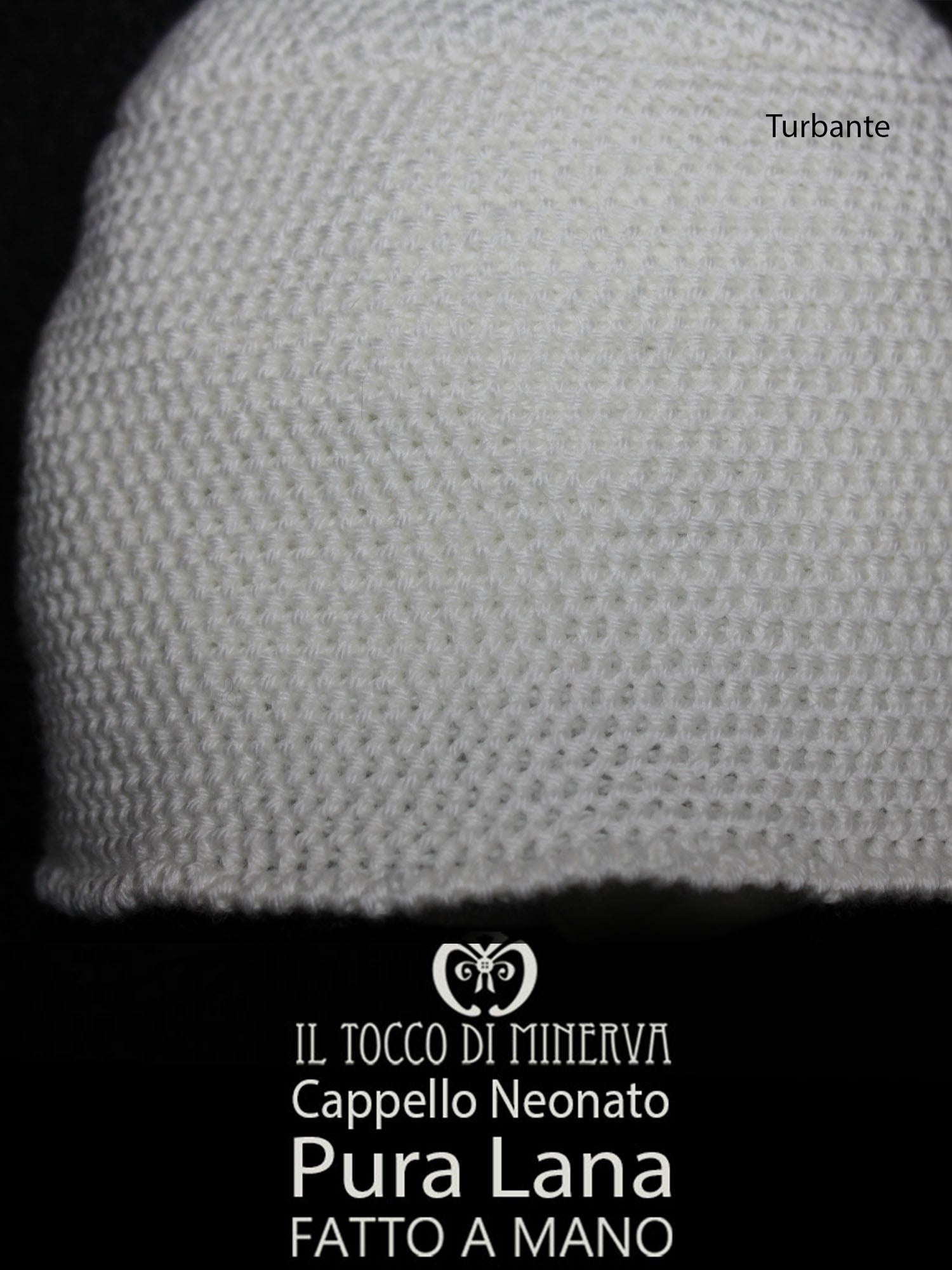 Cappello bimba pura lana bianco Turbante - Realizzato a Mano - Il Tocco di Minerva