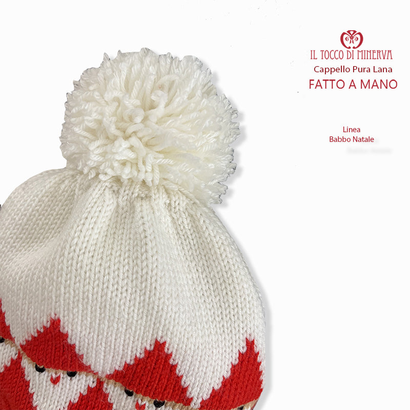 Cappello pura lana linea Babbo natale  Fatto a Mano - Il Tocco di Minerva