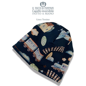 Cappello reversibile in cotone Linea Trenino - Fatto a Mano - Il Tocco di Minerva