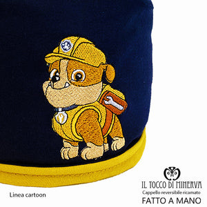 Cappello reversibile ricamato da bambino linea catoon - Fatto a Mano - Il Tocco di Minerva