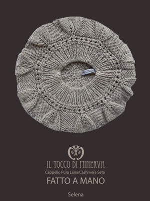 Cappello donna tortora in lana cashmere e seta Selena - Realizzato a mano - Il Tocco di Minerva
