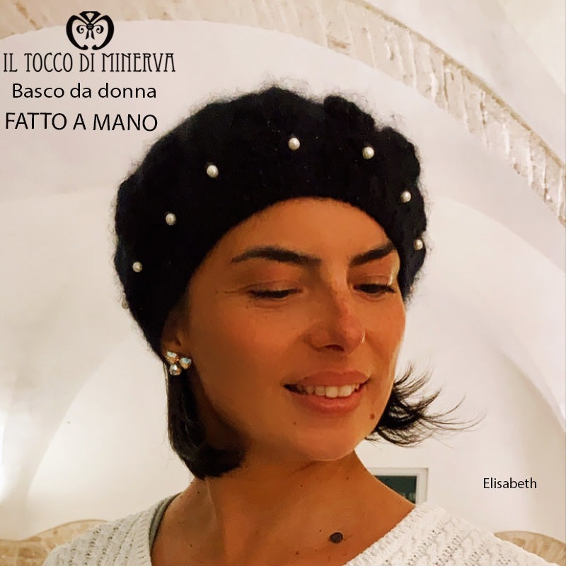 Basco in lana nero Elisabeth - Fatto a mano - Il Tocco di Minerva