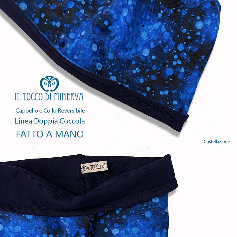 Cappello e collo reversibile costellazioni -Fatto a Mano