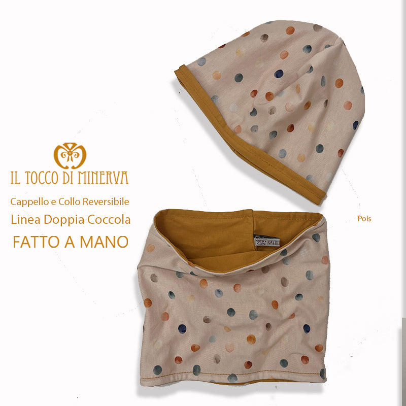 Cappello e collo reversibile pois -Fatto a Mano