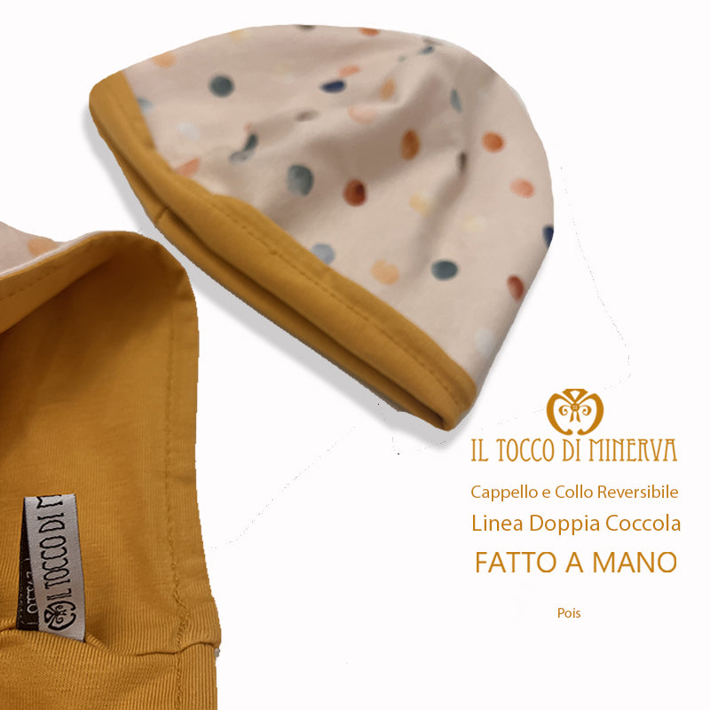 Cappello e collo reversibile pois -Fatto a Mano