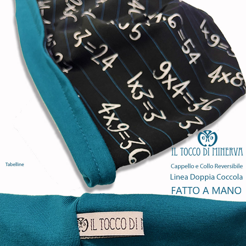Cappello e collo reversibile tabelline -Fatto a Mano