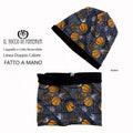 Cappello e collo reversibile felpato basket -Fatto a Mano