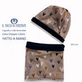 Cappello e collo reversibile felpato batti cuore -Fatto a Mano