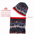 Cappello e collo reversibile felpato montagne innevate - Fatto a Mano