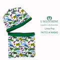 Cappello e collo reversibile felpato fantasia pop bianco - Fatto a Mano