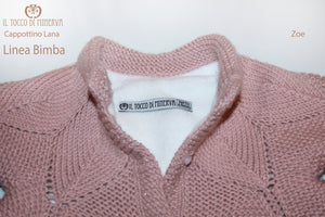 Cappotto Neonato Bimba Lana Zoe rosa antico Fatto a mano - Il Tocco di Minerva