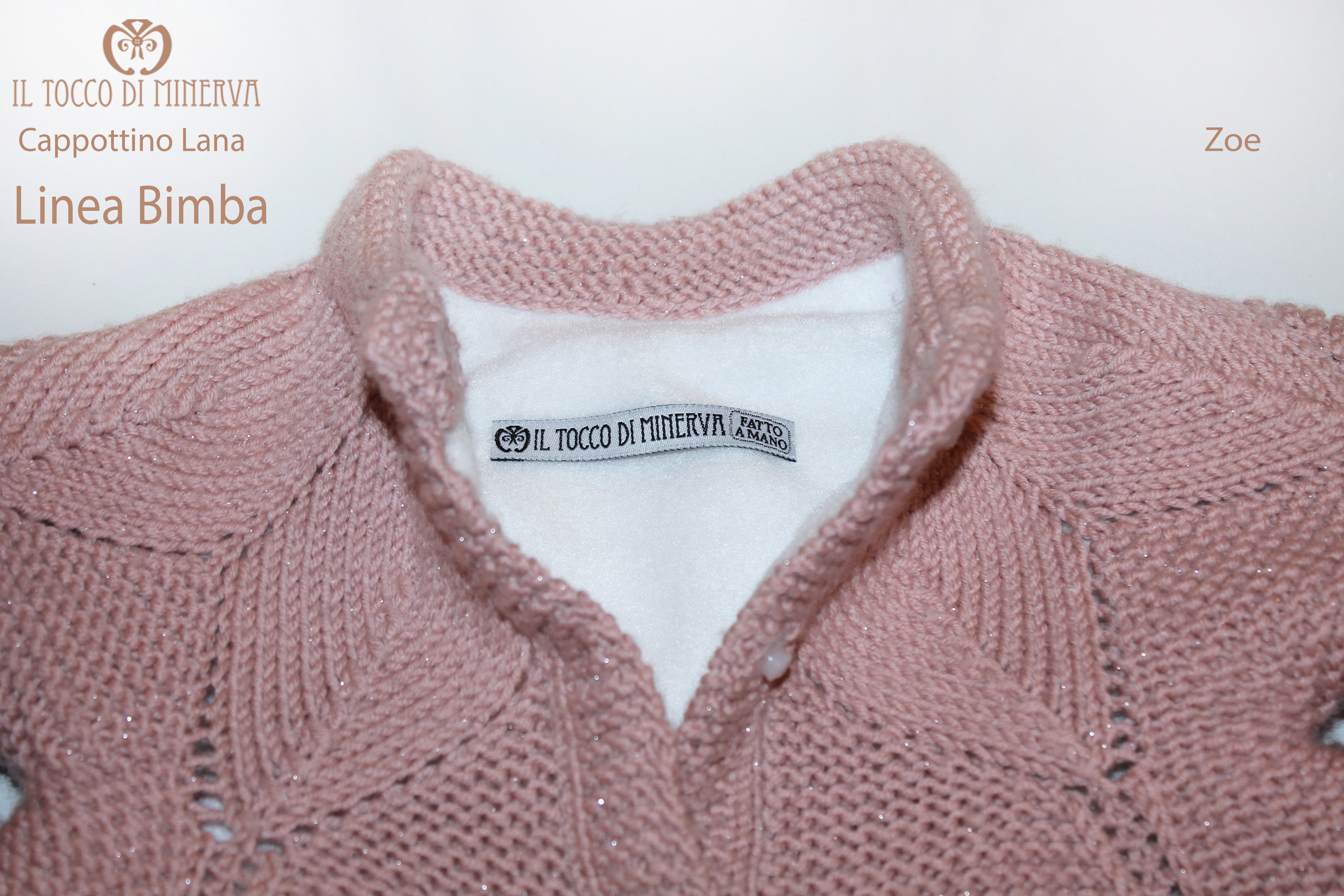 Cappotto Neonato Bimba Lana Zoe rosa antico Fatto a mano - Il Tocco di Minerva