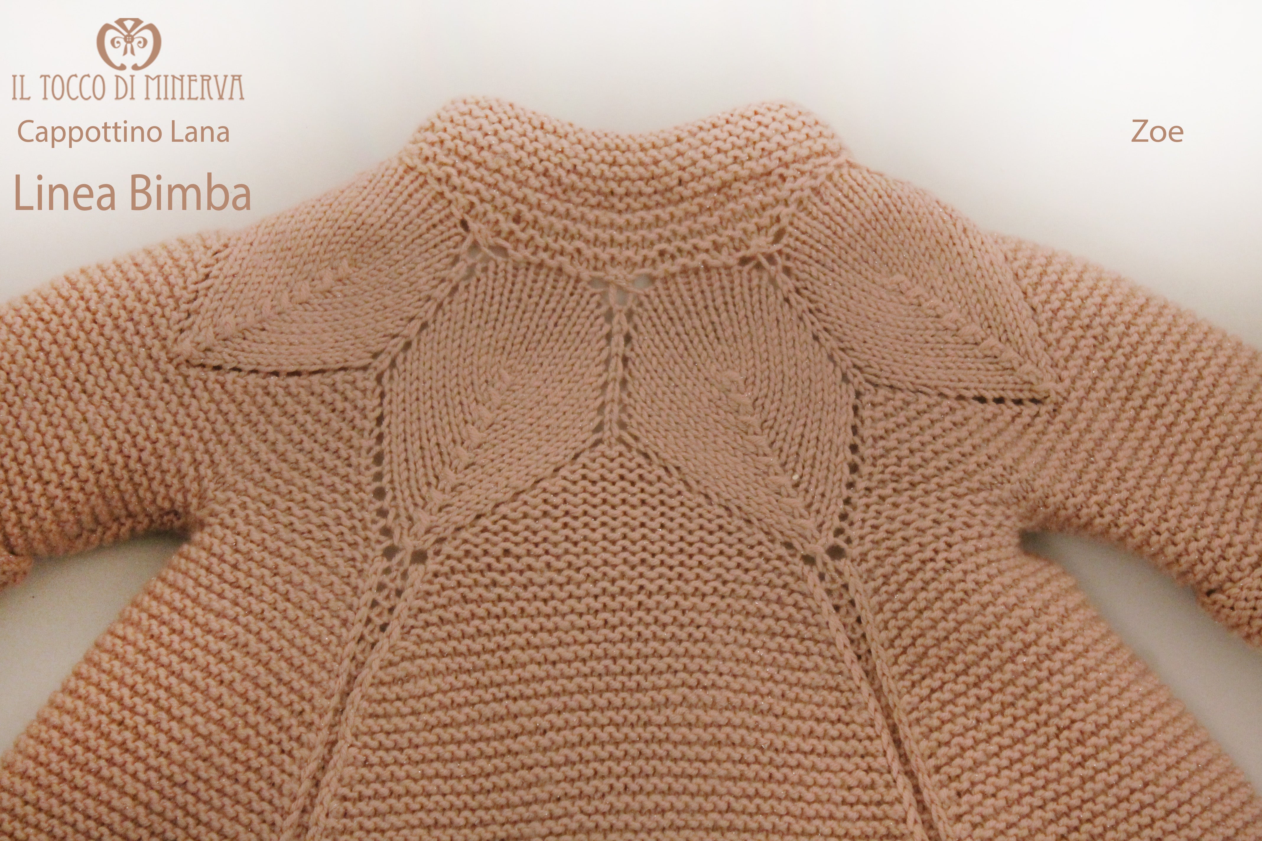 Cappotto Neonato Bimba Lana Zoe rosa antico Fatto a mano - Il Tocco di Minerva