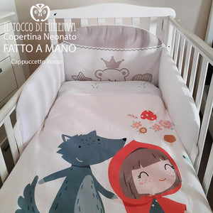Copertina Neonato in Pile e Cotone Cappuccetto Rosso - Fatto a Mano - Il Tocco di Minerva