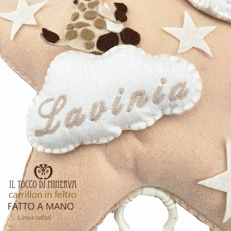 Carillon in feltro Linea Safari giraffa - Fatto a mano - Il Tocco di Minerva