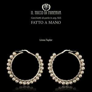 Orecchini Cerchietti in argento 925 di perle swarovski - fatto a mano - Il Tocco di Minerva