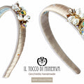 Cerchietto tortora Bettie swarovski Realizzato a mano - Handmade - Il Tocco di Minerva