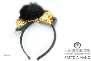 Cerchietto con lapin/paillettes Bianca – realizzata a mano – HandMade - Il Tocco di Minerva