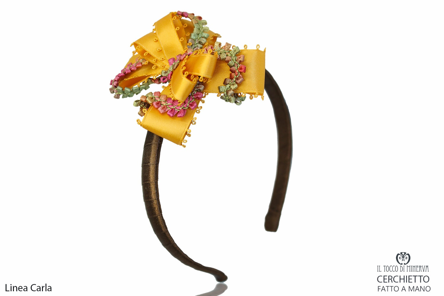 Cerchietto Carla Marrone senape Realizzato a mano - Il Tocco di Minerva