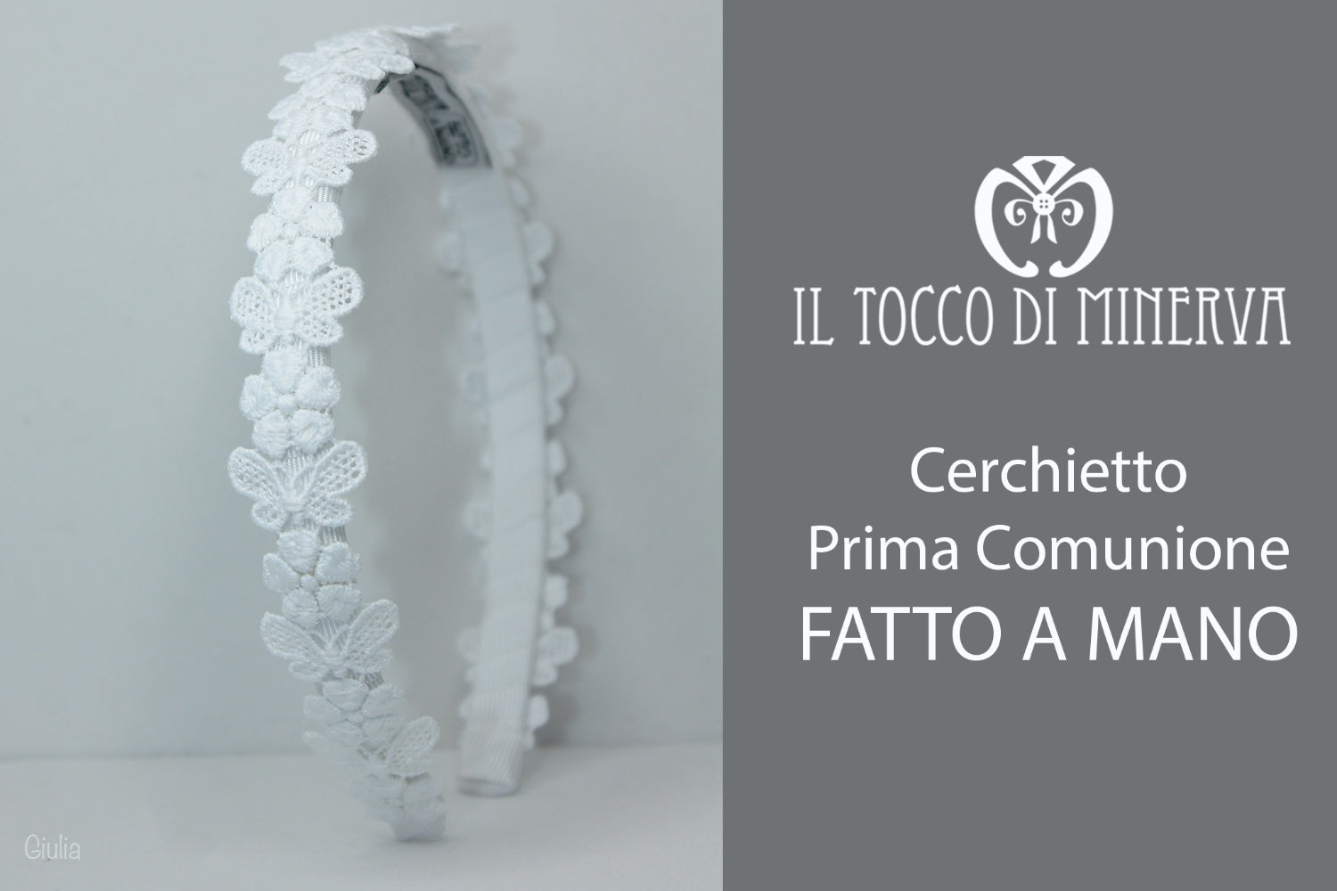 Cerchietto Prima Comunione Bianco Giulia Realizzata A Mano - Il Tocco di Minerva