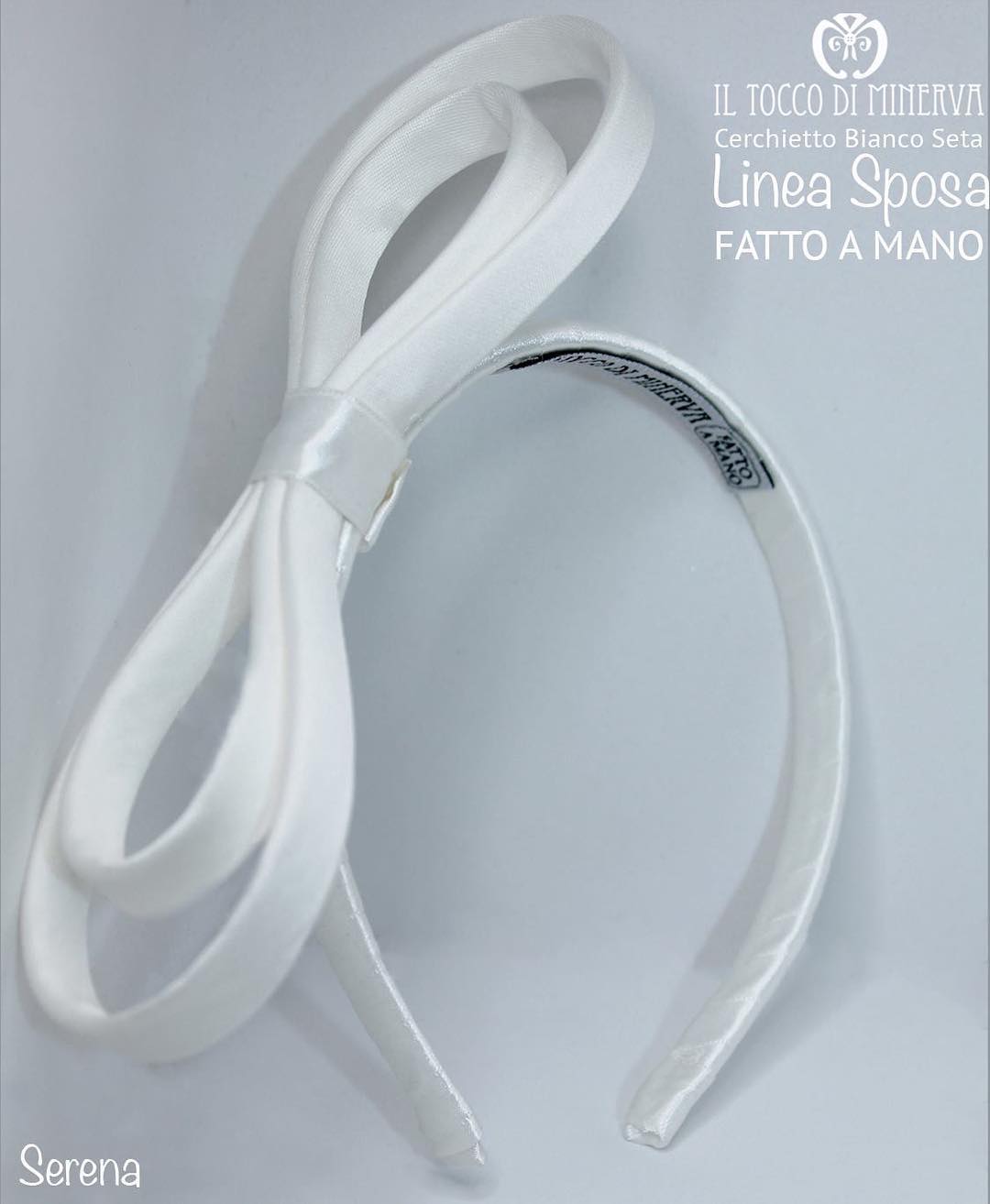 Cerchietto Linea Sposa Bianco Seta Serena Realizzata A Mano HandMade - Il Tocco di Minerva