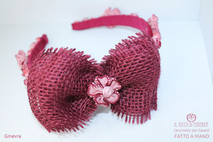 Cerchietto bordeaux / rosa antico Ginerva Realizzato a mano - Handmade - Il Tocco di Minerva