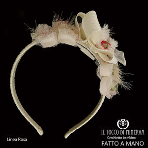 Cerchietto Bambina Linea Rosa panna – Fatto A Mano - Il Tocco di Minerva