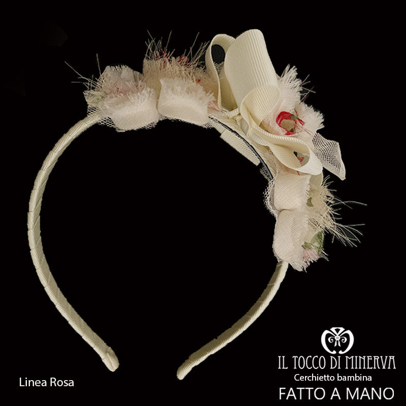 Cerchietto Bambina Linea Rosa panna – Fatto A Mano - Il Tocco di Minerva