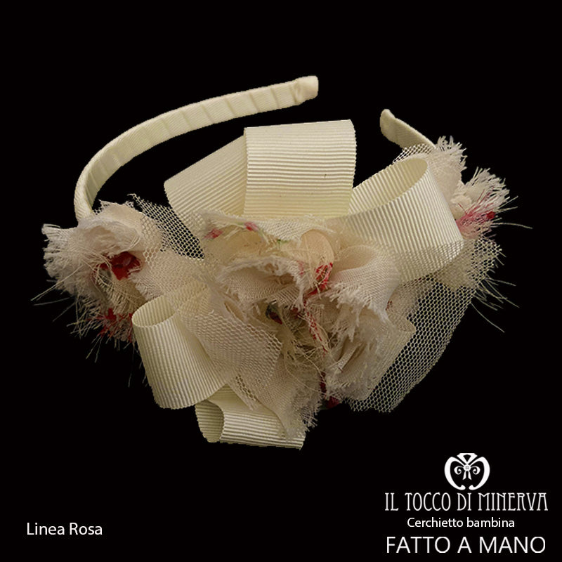 Cerchietto Bambina Linea Rosa panna – Fatto A Mano - Il Tocco di Minerva