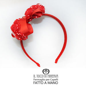 Cerchietto per capelli rosso Pilar Realizzato a mano - Il Tocco di Minerva