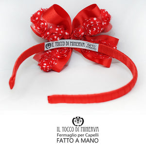Cerchietto per capelli rosso Pilar Realizzato a mano - Il Tocco di Minerva