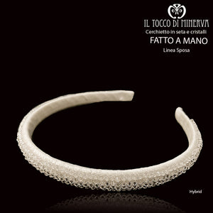 Cerchietto in seta e cristalli Hybrid Linea Sposa - Fatto a mano - Il Tocco di Minerva