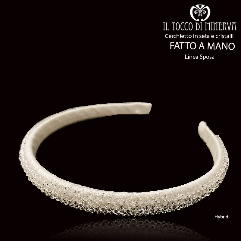 Cerchietto in seta e cristalli Hybrid Linea Sposa - Fatto a mano - Il Tocco di Minerva