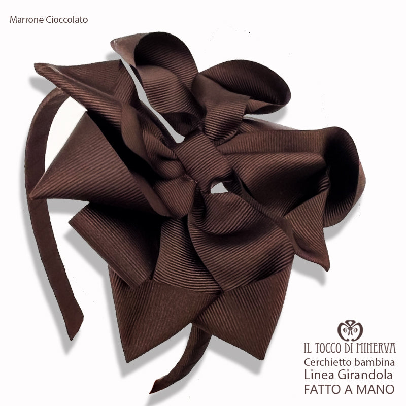 Cerchietto Linea Girandola in grosgrain marrone cioccolato – Fatto a Mano