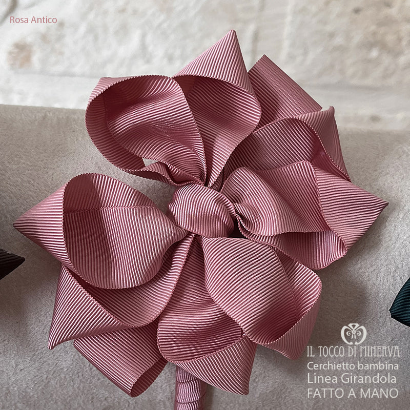 Cerchietto Linea Girandola in grosgrain rosa antico – Fatto a Mano