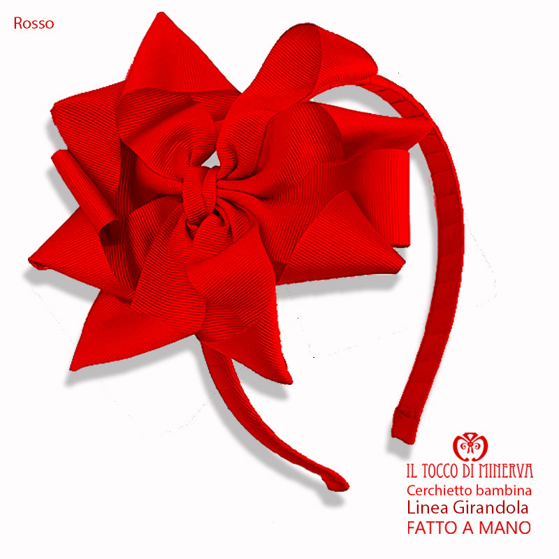 Cerchietto Linea Girandola in grosgrain rosso – Fatto a Mano