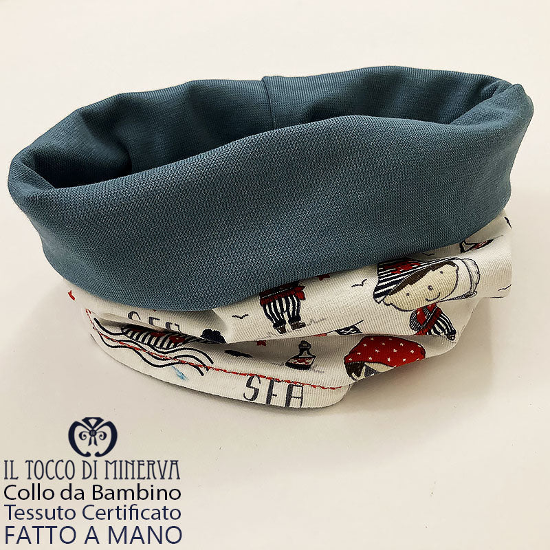 Collo da Bambino in Cotone Certificato Pirati fondo bianco carta da zucchero - Fatto a Mano - Il Tocco di Minerva