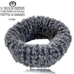 Collo pelliccia donna Cuddly tortora - Fatto a mano - Il Tocco di Minerva