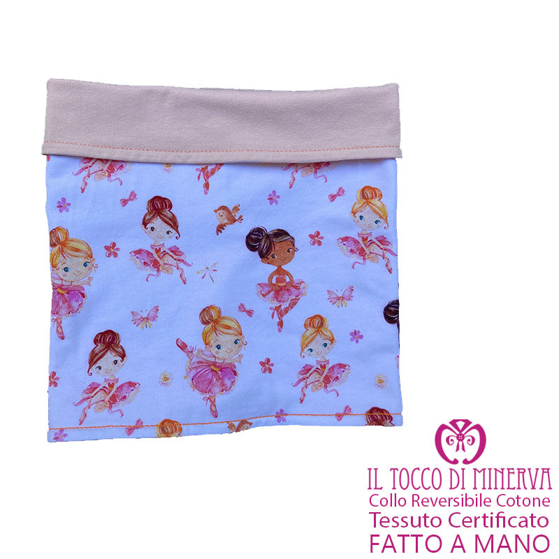 Collo da Bambina in Cotone Reversibile Certificato Ballerine - Fatto a Mano - Il Tocco di Minerva