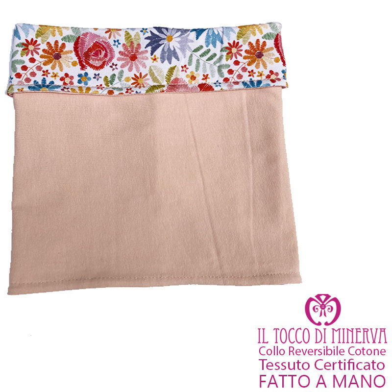 Collo da Bambina in Cotone Reversibile Certificato Fiori - Fatto a Mano - Il Tocco di Minerva