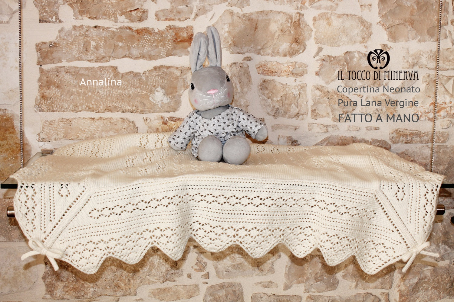 Copertina per Neonato Pura Lana Annalina - Fatto a mano - Il Tocco di Minerva
