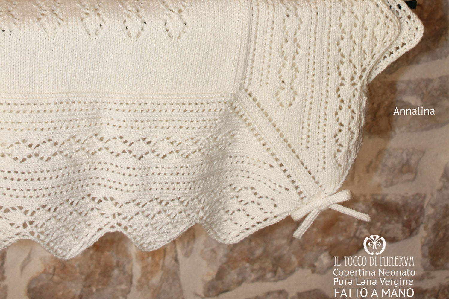 Copertina per Neonato Pura Lana Annalina - Fatto a mano - Il Tocco di Minerva