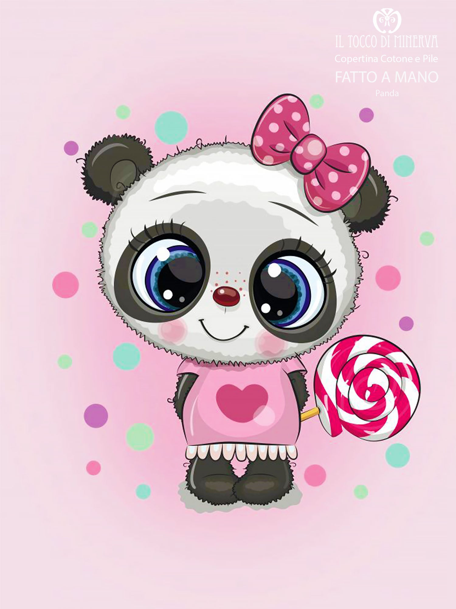 Copertina in Pile pois rosa antico e Cotone Panda - Fatto a Mano - Il Tocco di Minerva