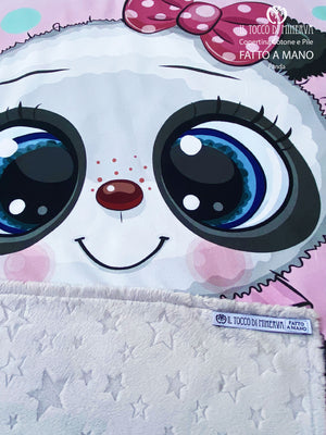 Copertina in Pile stelle grigio e Cotone Panda - Fatto a Mano - Il Tocco di Minerva