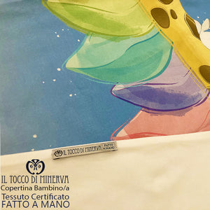 Copertina Bambino con bordo in Cotone bianco Giraffa - Fatto a Mano - Il Tocco di Minerva